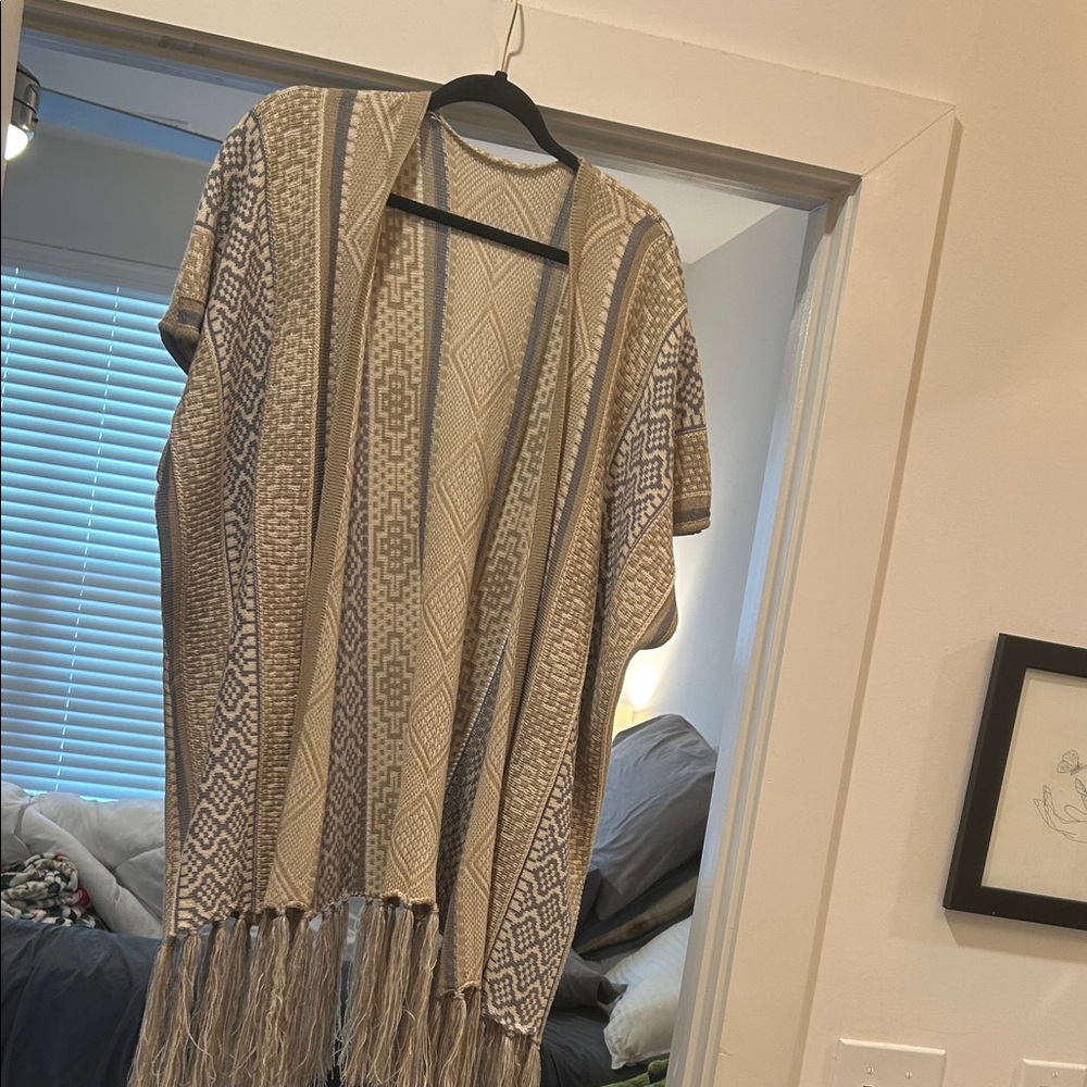 Elegant Beige and Gray Poncho